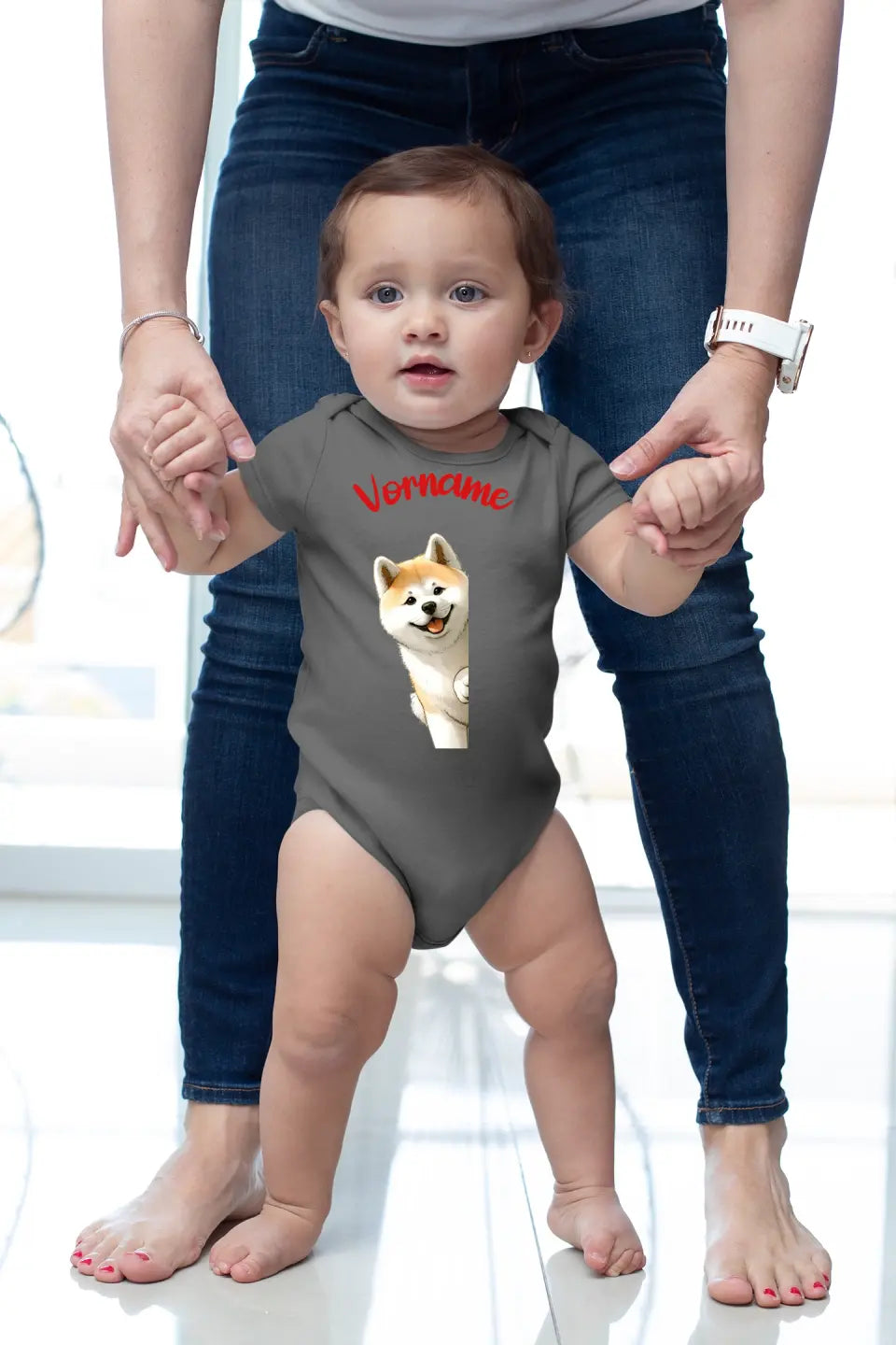 Eco-friendly Baby Bodysuit, kurz, aus 100 % Baumwolle, mit Hund, NB-18 M