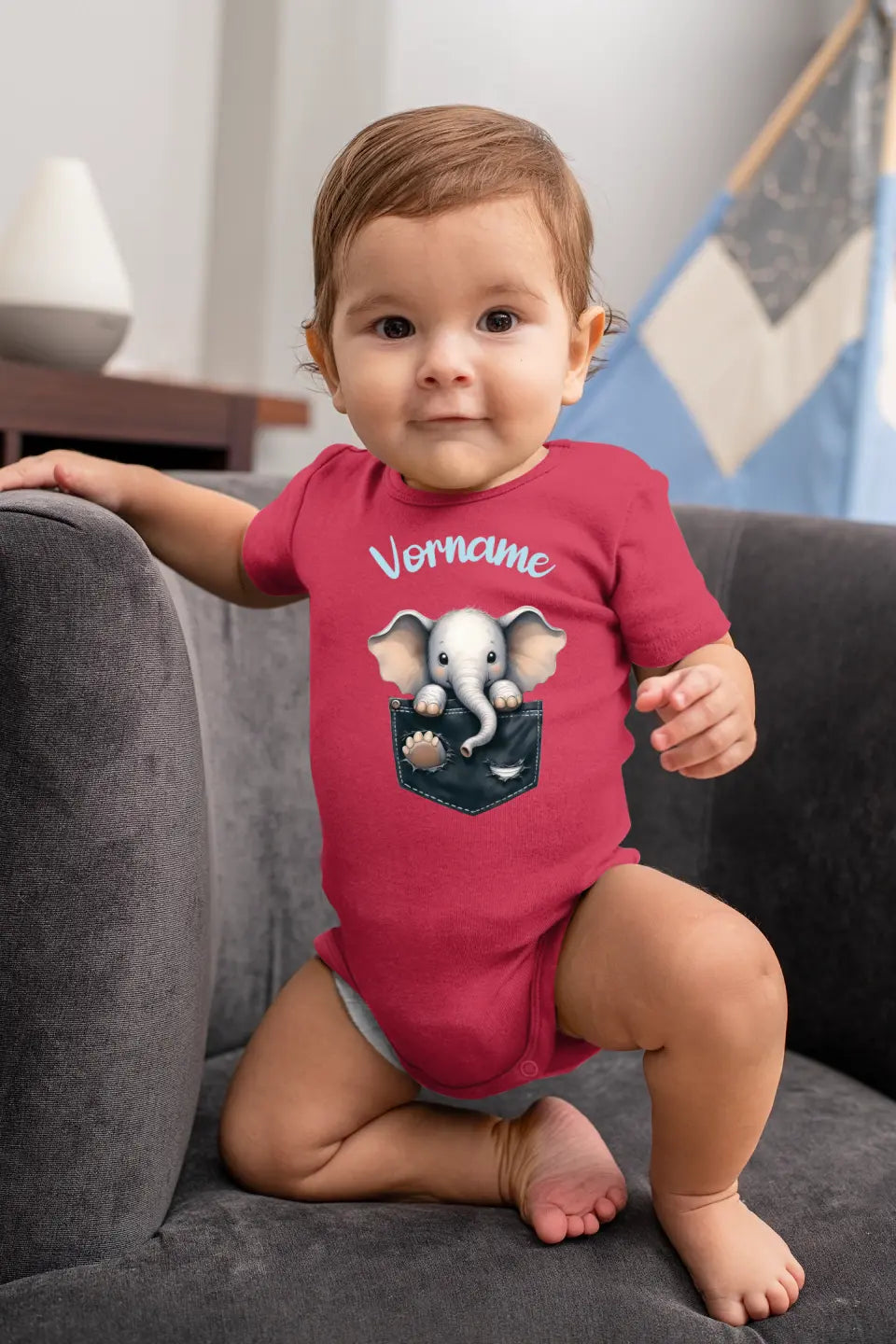 Eco-friendly Baby Bodysuit, kurz, aus 100 % Baumwolle, mit Tiere in der Tasche, NB-18 M