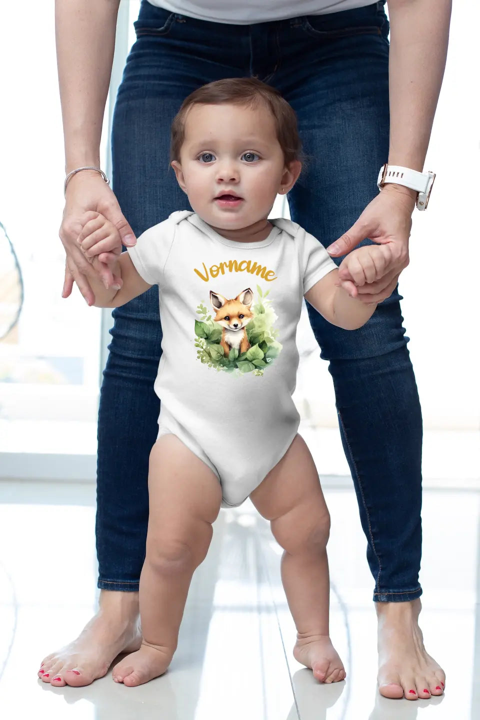 Eco-friendly Baby Bodysuit, kurz, aus 100 % Baumwolle, mit Tierbaby, NB-18 M