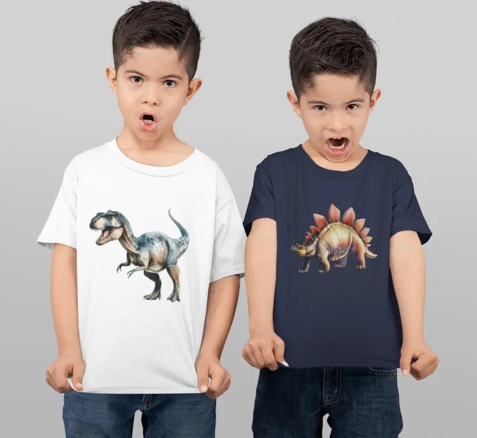 Eco-friendly Kinder T-Shirt aus Baumwolle, mit Namen & Dinosaurier S-XL