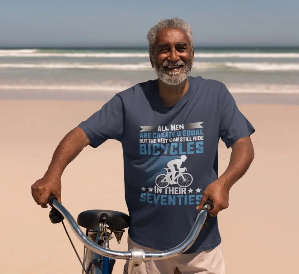 Eco-friendly Herren T-Shirt aus Baumwolle, Fahrradfahrer 70er, S-2XL