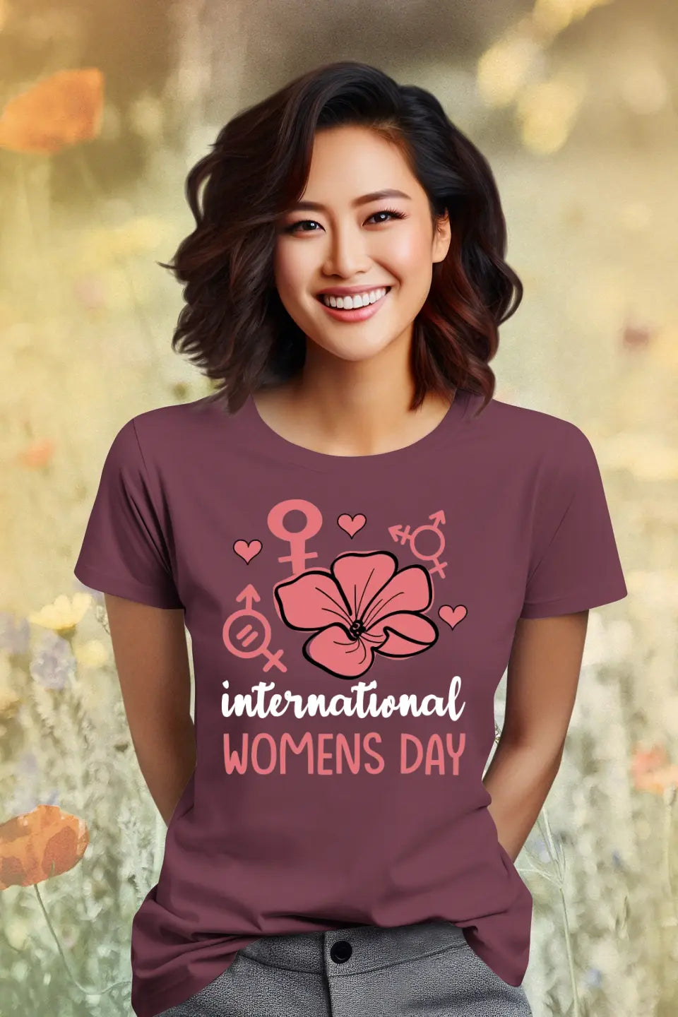 Eco-friendly Damen T-Shirt aus Baumwolle, Happy Woman's Day!, S-2XL