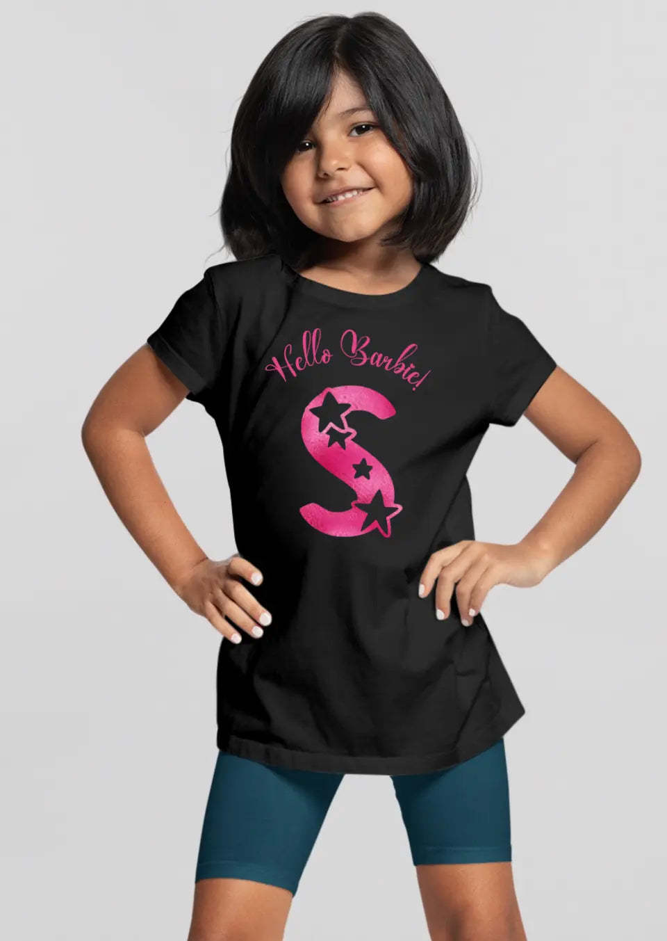 Eco-friendly Kinder T-Shirt aus Baumwolle, Pinkes Monogramm A- Z, mit Text, S-XL