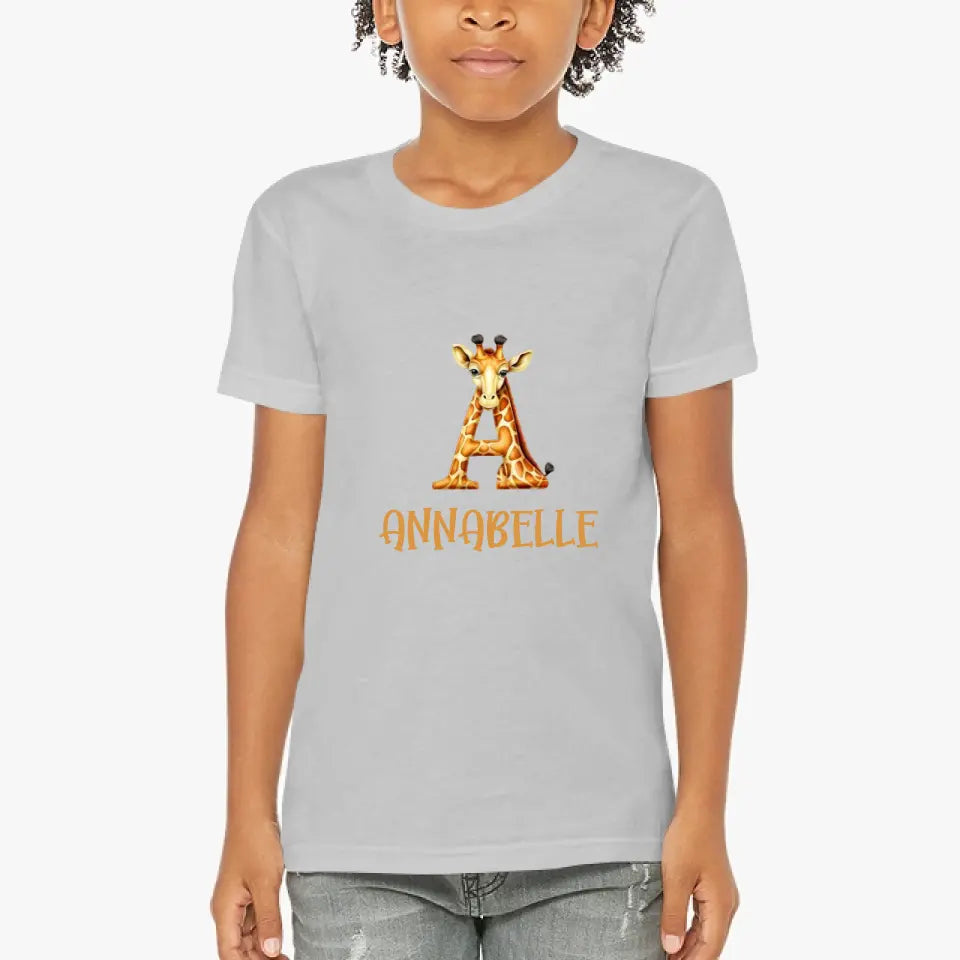 Eco-friendly Kinder T-Shirt aus Baumwolle mit Giraffen-Monogramm, S-XL