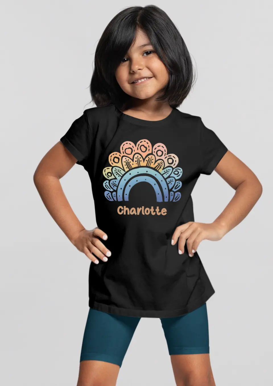 Eco-friendly Kinder T-Shirt aus Baumwolle, Boho Rainbow, S-XL