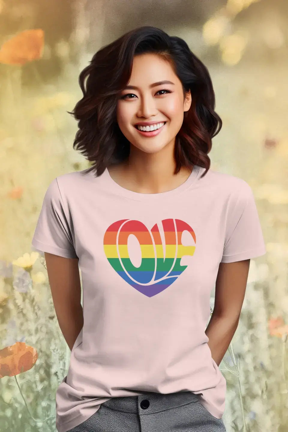 Eco-friendly Damen T-Shirt aus Baumwolle, be kind, Rainbow, S-2XL