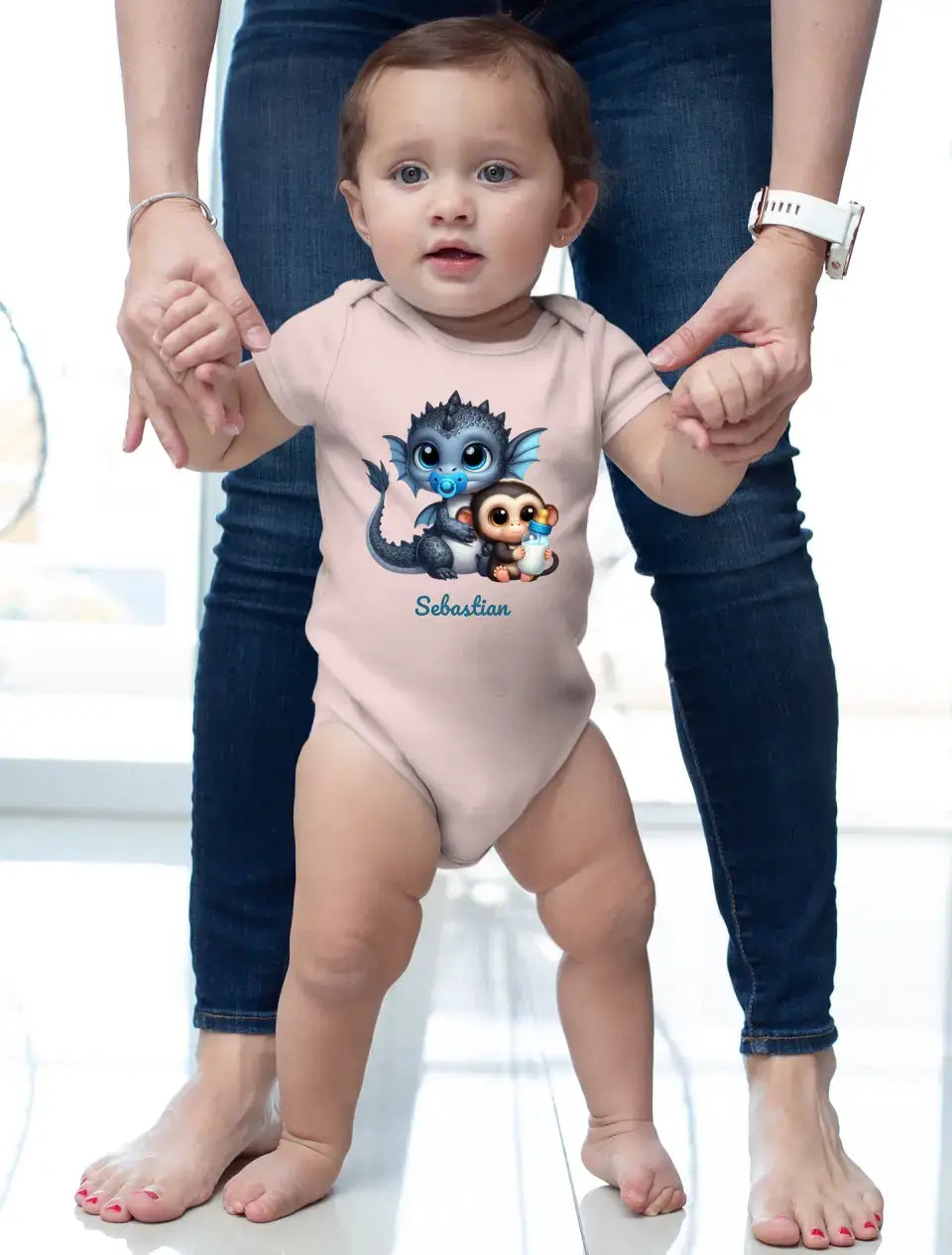 Eco-friendly Baby Bodysuit, kurz, aus 100 % Baumwolle, Drachen Baby, NB-18 M