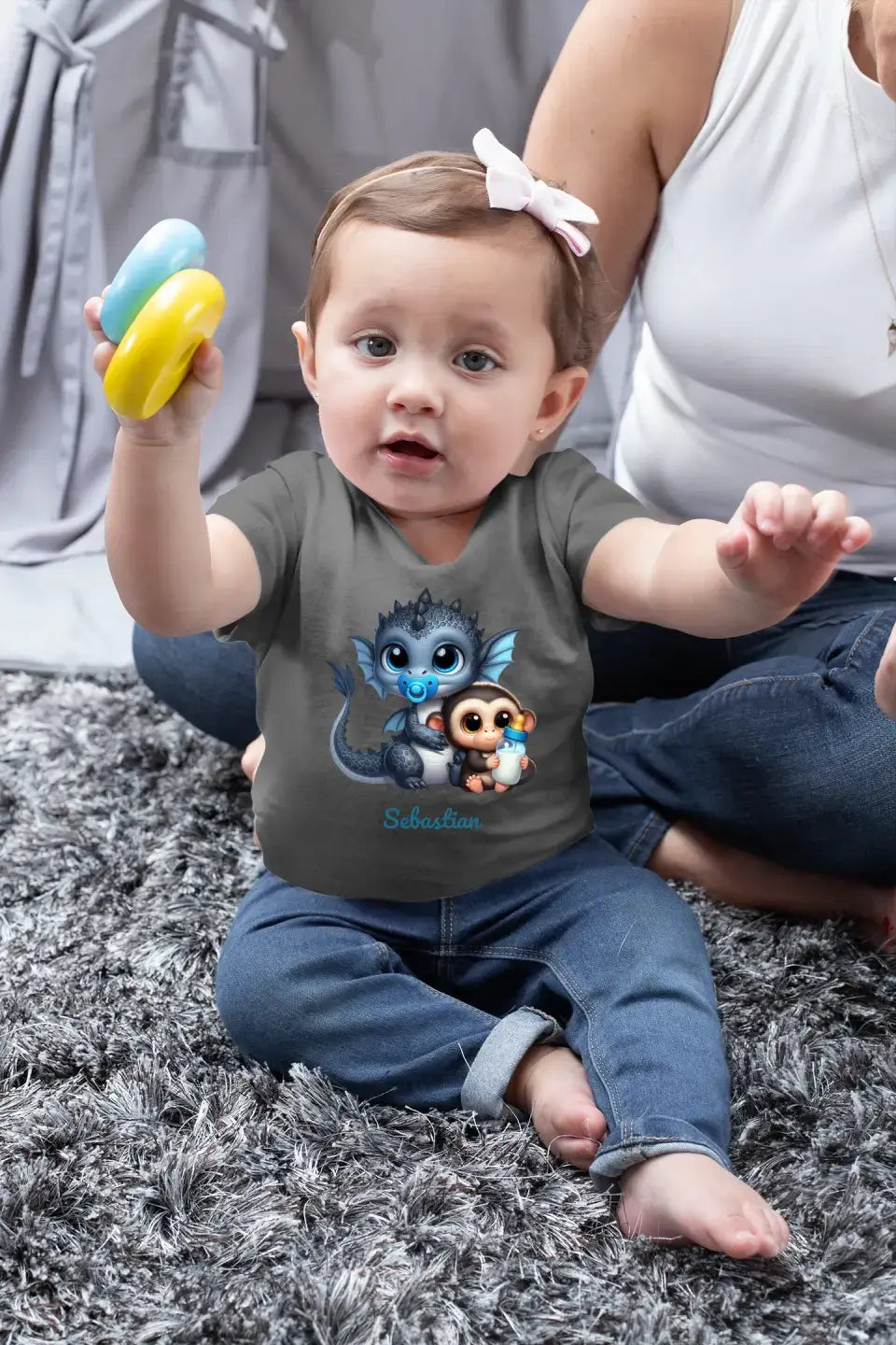 Eco-friendly Baby T-Shirt aus 100 % Baumwolle, Drachen Baby, NB-18 M