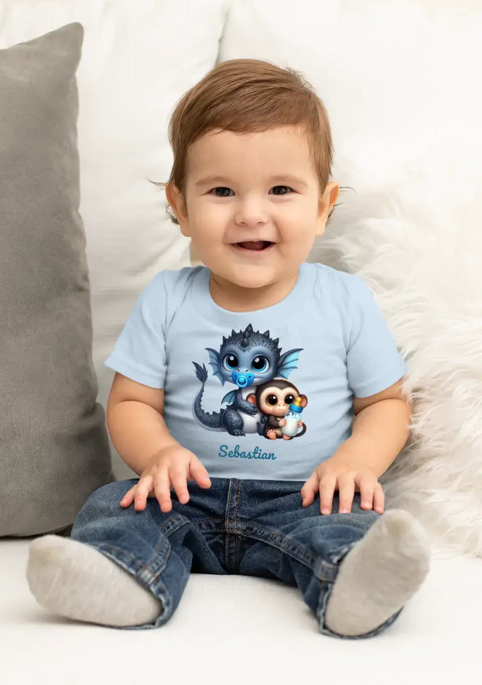 Eco-friendly Baby T-Shirt aus 100 % Baumwolle, Drachen Baby, NB-18 M