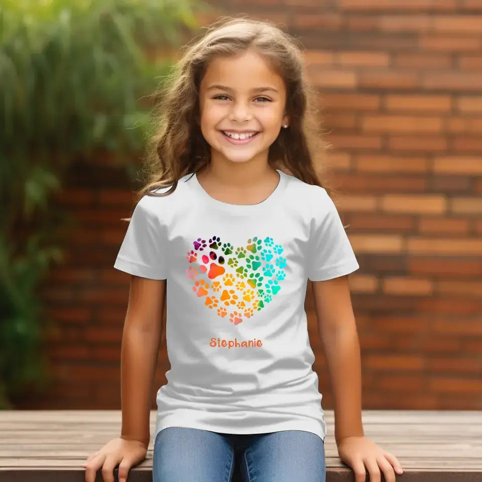 Eco-friendly Kinder T-Shirt aus Baumwolle, Paw Hearts, S-XL
