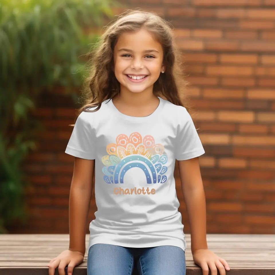 Eco-friendly Kinder T-Shirt aus Baumwolle, Boho Rainbow, S-XL