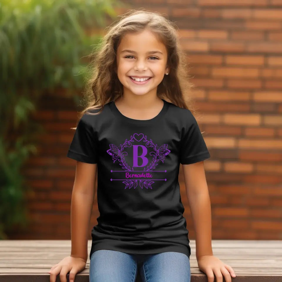 Eco-friendly Kinder T-Shirt aus Baumwolle mit Barbie-Monogramm A - Z und Namen, S-XL
