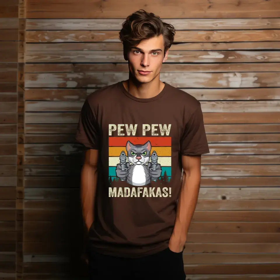 Eco-friendly Herren T-Shirt aus Baumwolle, Pew Pew Madafakas, S-2XL