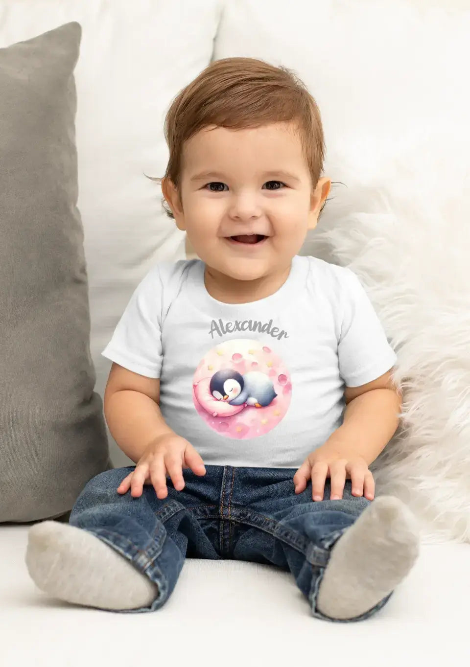 Eco-friendly Baby T-Shirt aus 100 % Baumwolle, schlafende Tiere NB-18 M