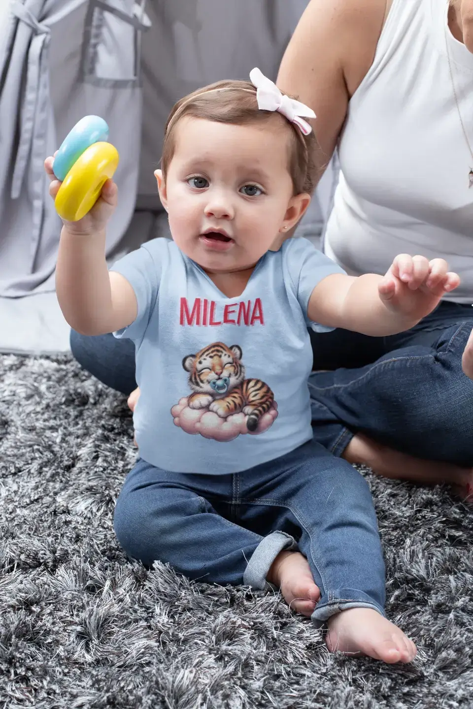 Eco-friendly Baby T-Shirt aus 100 % Baumwolle, schlafende Tierbaby's NB-18 M