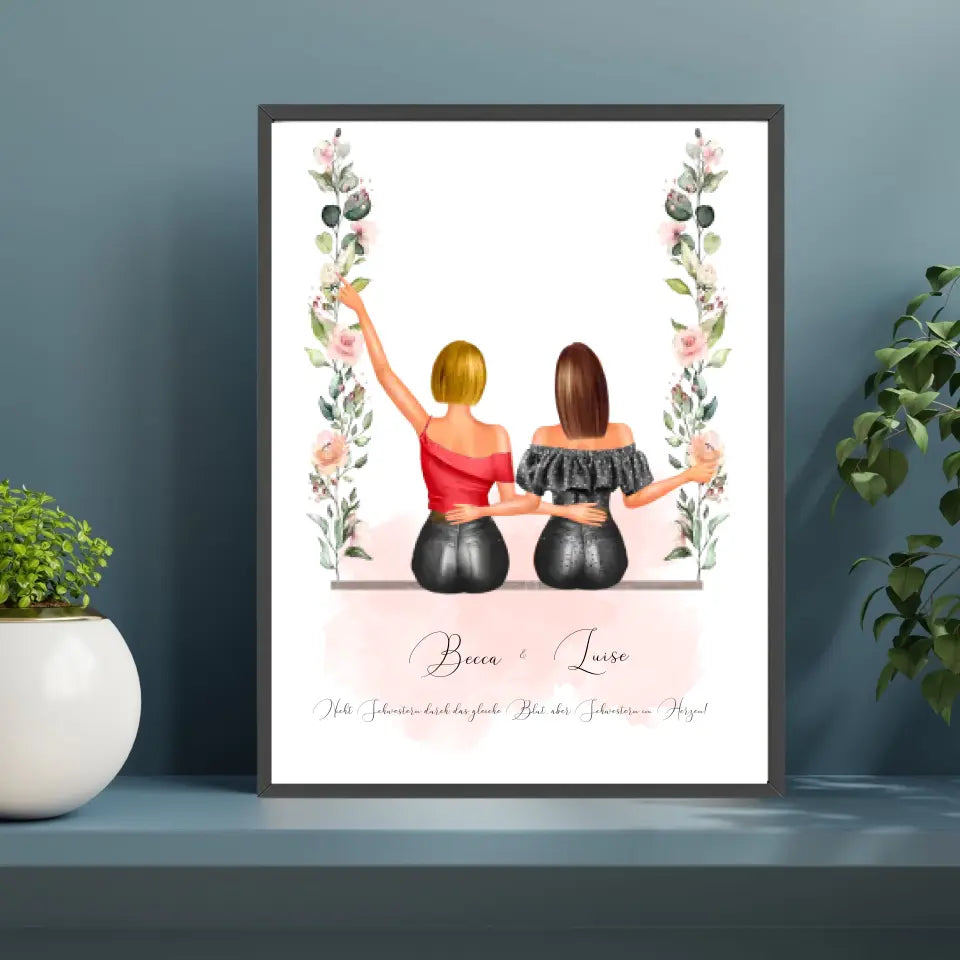 Poster, mit Rahmen, Geburtsblumen, personalisiert, verschiedene Größen copy